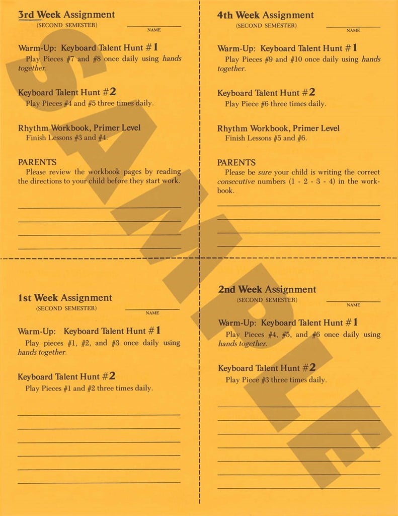 2nd Semester Class Lesson Sheets